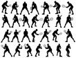 © Tritons - collection of different angle of silhouette male tennis player character , isolated vector for graphic resources