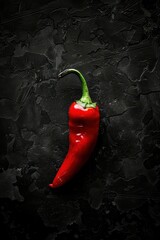 Sticker - fresh hot red chili pepper on a black background