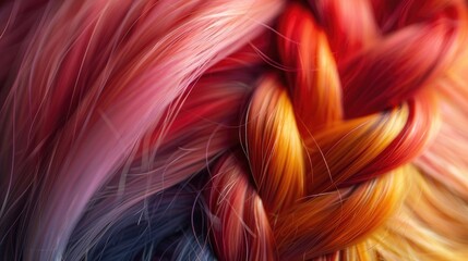 Wall Mural - braided hair color gradient close up image