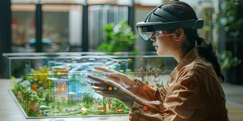 Fototapete - The visual depicts a future where AI-powered technologies enhance efficiency, productivity, and convenience, transforming the way humans interact with machines and the world around them