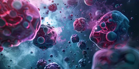 Fototapete - The visual showcases a future where nanotechnology enables precise control and manipulation of matter at the nanoscale, leading to advances in healthcare, energy, and environmental sustainability