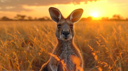 Wall Mural - kangaroo in the sunset