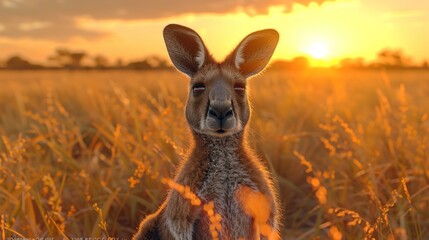 Sticker - kangaroo in the sunset