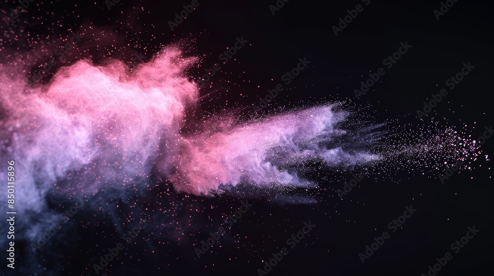 Colorful color powder dust and smokes are splashing and flowing on the ...