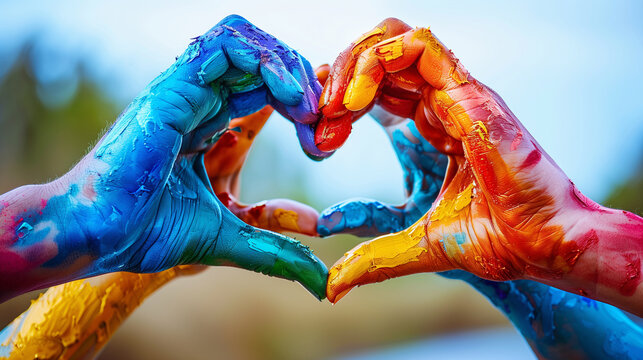 Global hands forming a heart shape, each hand representing a different ethnicity.