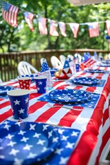 American flag-themed decorations for a Patriot Day party.