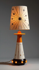Wall Mural - A retro atomic age lamp with a starburst pattern base and a cone-shaped shade.