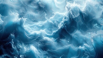 Wall Mural - Abstract Blue and White Swirling Abstract Art