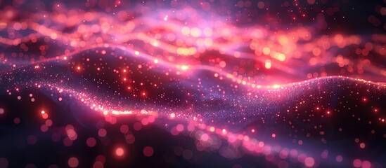 Wall Mural - Abstract Glittering Red and Pink Waves