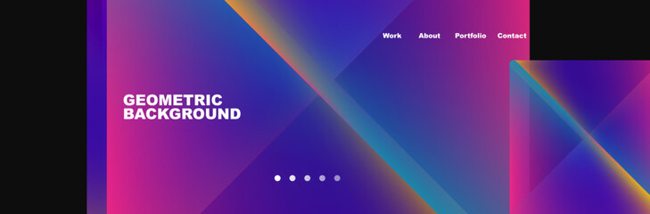 Colorful fluid gradient triangles and squares web site template. Vector Illustration For Wallpaper, Banner, Background, Card, Book Illustration, landing page