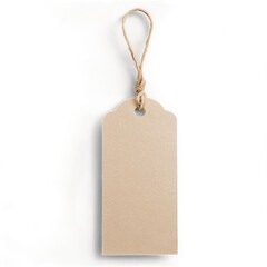 A blank cardboard tag with a string loop isolated on a white background, ideal for transparent, white background, png, usage