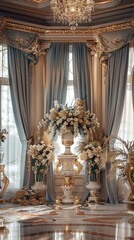 Wall Mural - Lavish mockup setup featuring exquisite decoration for a grandiose look.