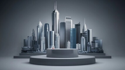 City podium background for product display cosmos scene 3D stand presentation futuristic exploration