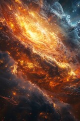 Wall Mural - a colorful galaxy with a bright yellow star in the center