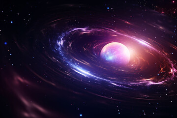 Wall Mural - Vibrant space vortex, cosmic black hole concept illustration