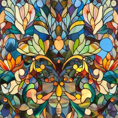 Sticker - A colorful stained glass window with a lot of detail