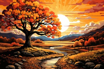 Wall Mural - Autumn light - Generative AI