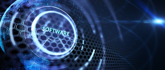software development and business process automation, internet and technology concept on virtual scr