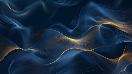 Wall Mural - Luxurious blue and gold abstract background, abstract shiny wavy design elements