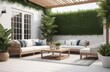© Vasilii - Cozy terrace with outdoor furniture and plants