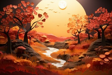 Canvas Print - Harvest moon - Generative AI