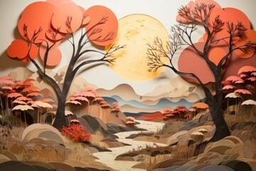 Wall Mural - Harvest moon - Generative AI