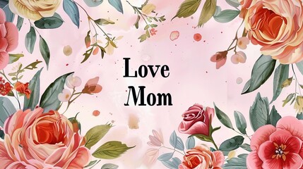 Wall Mural - Poster mothers Day Word with Love Mom