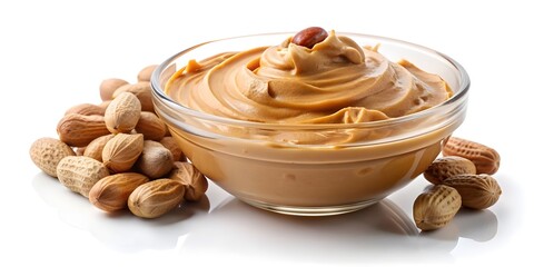 Wall Mural - glass bowl of peanut butter and peanuts