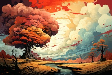 Wall Mural - Autumn storms - Generative AI