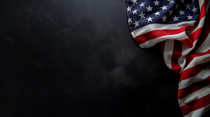 Wall Mural - United States Flag On Black Background, studio concept