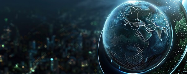 an illustration of the earth with a background of flickering green light