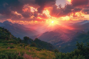 Wall Mural - Peak sunrise and sea of clouds