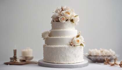 Wall Mural - wedding cake, isolated white background, ad shot, decorative background, copy space for text.