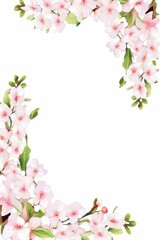 Sticker - bouvardia themed frame or border for photos .with clusters of small pink and white flowers. watercolor illustration, white color background. 