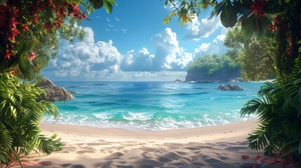 Wall Mural - Background of beautiful beach for mockup summer product display or travel ad.