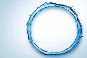 Poster - Dynamic water splash forming a circular shape, showcasing the purity, motion, and refreshing energy of clear blue water in an abstract form, Generative AI