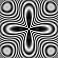 Sticker - Concentric Circle Lines Pattern. Abstract Geometric Textured Black and White Background. 