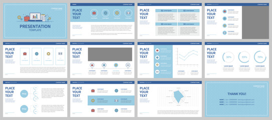 Wall Mural - modern presentation slide templates. infographic elements template set for web, print, annual report