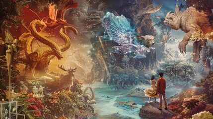 Wall Mural - Hispanic mythology brought to life with surreal and mythical beings background