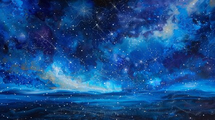 Cosmic beauty of a million stars in winter sky background