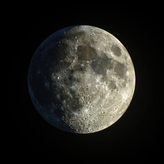 high-resolution image of the moon in space with detailed craters and surface features, captured in s
