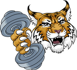 Canvas Print - Wildcat Cougar Lynx Lion Weight Lifting Gym Mascot