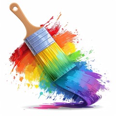 A pride rainbow paintbrush clipart, Pride Day element, vector illustration, multicolor, isolated on white background