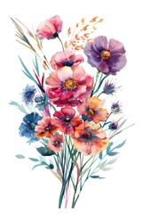 Wall Mural - Elegant Watercolor Floral Arrangement in Soft Hues