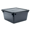 © gunzexx png and bg - Black plastic storage box with lid on a transparent, white background, ideal png for organization