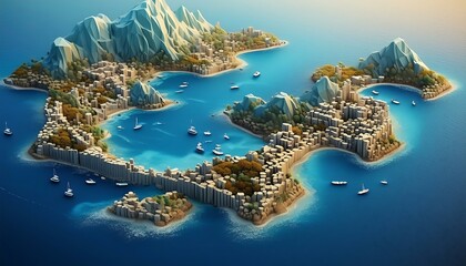 world map with the city. 3 d illustration
