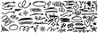 © FelipeVillarce - Hand drawn doodle elements, dynamic, organic strokes and creative doodles. Original vector illustrations, strikethrough and squiggles lines asset