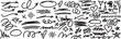 © FelipeVillarce - Hand drawn doodle elements, dynamic, organic strokes and creative doodles. Original vector illustrations, strikethrough and squiggles lines asset
