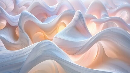 Wall Mural - ai generated illustration of abstract waves of soft pastel colors creating a fluid texture
