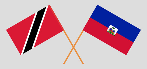 Wall Mural - Crossed flags of Trinidad and Tobago and Haiti. Official colors. Correct proportion